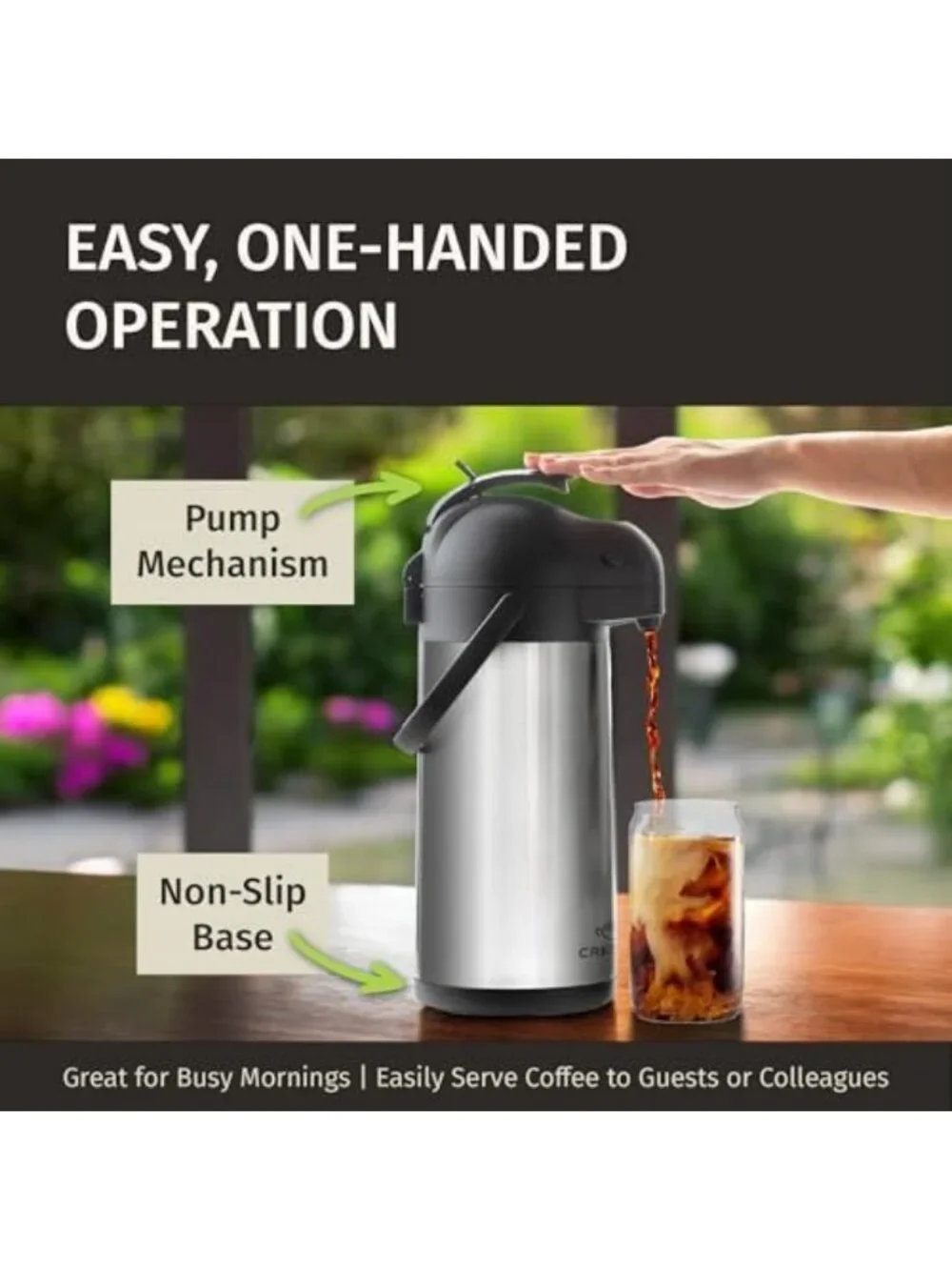 Large 102oz Coffee Carafe with Pump | Hot Water Dispenser Airpot for Parties